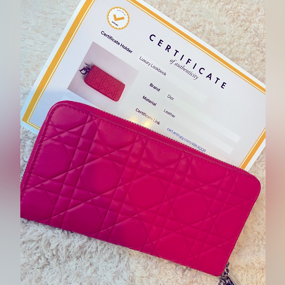 Cannage lady Dior long zipper wallet lambskin pink